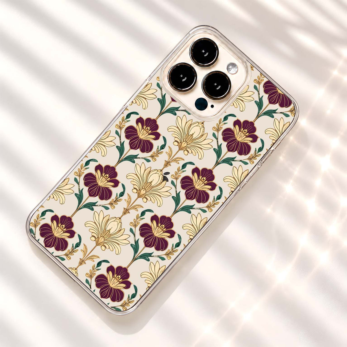 Royal Burgundy Blooms Clear Silicon Cover