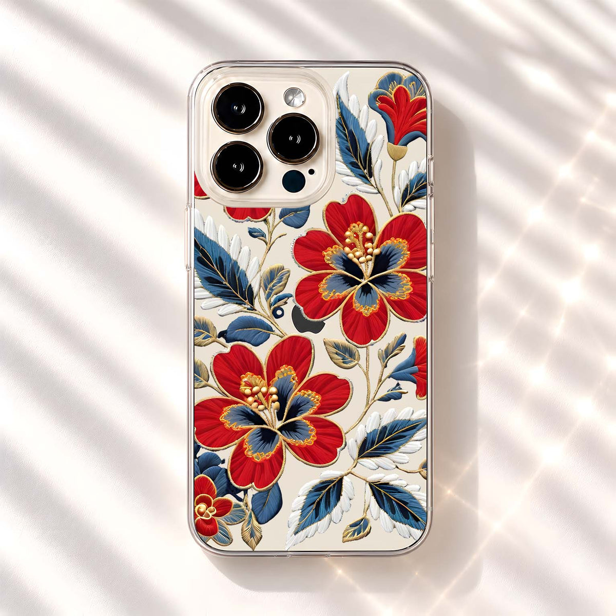 Royal Crimson Embroidery Clear Silicon Cover
