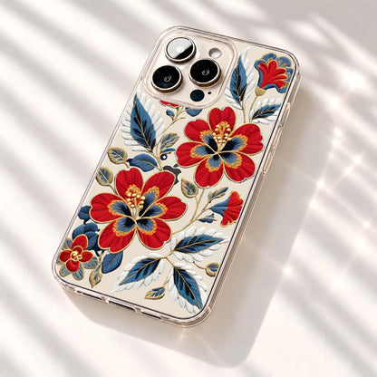Royal Crimson Embroidery Clear Silicon Cover