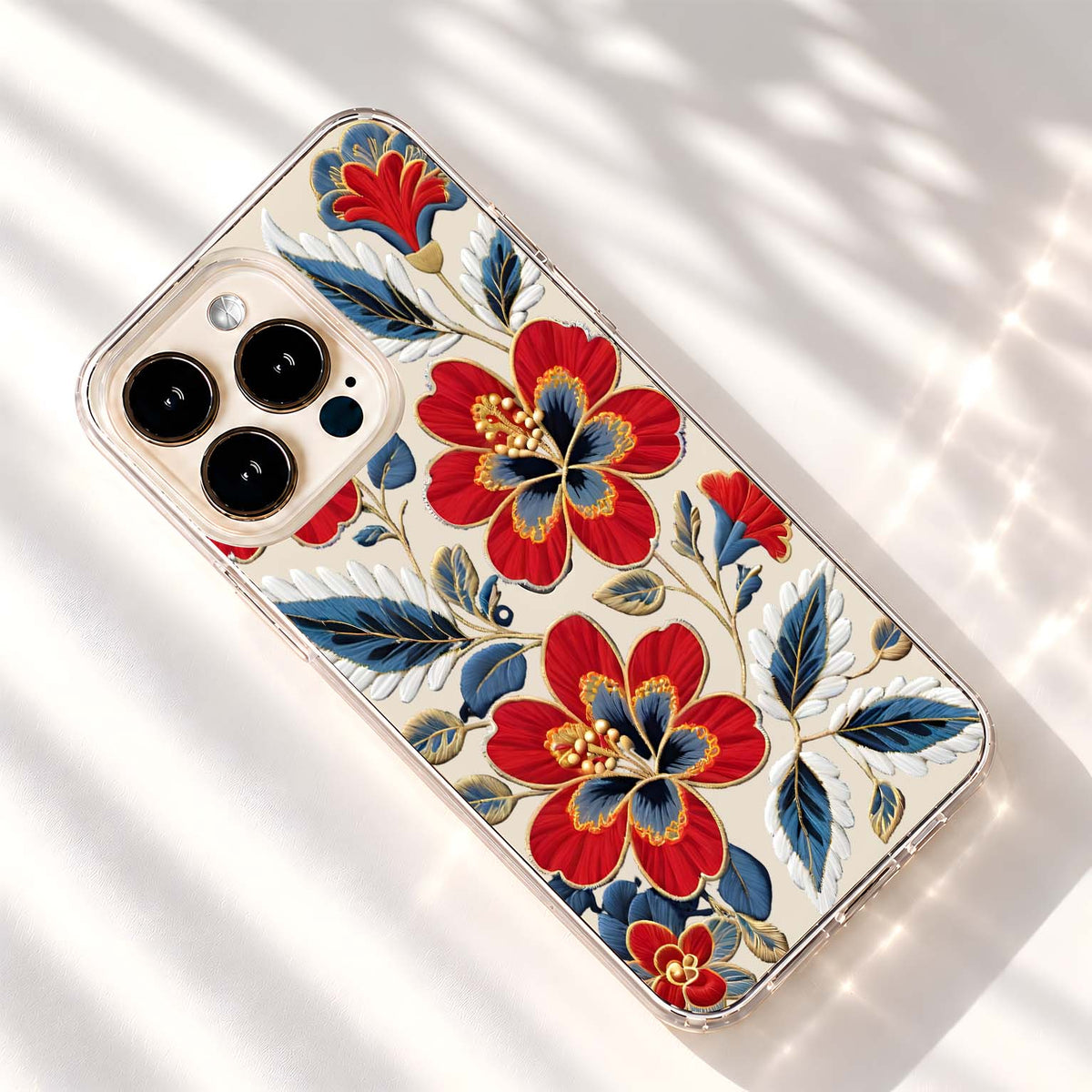 Royal Crimson Embroidery Clear Silicon Cover