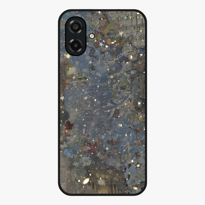 Aesthetic Astrolophia Glass Case showing flat back view with dreamy aesthetic design and glossy glass finish.