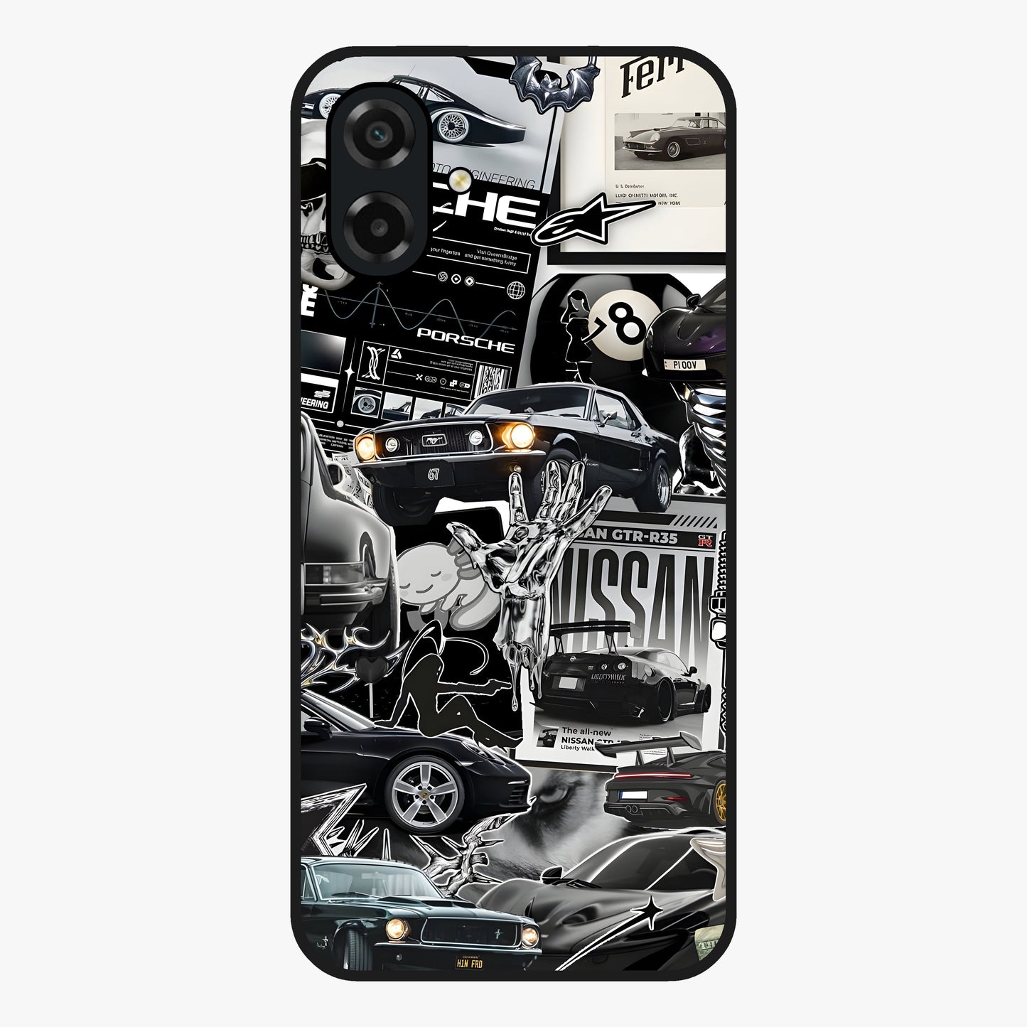 Aesthetic Dark Love Glass Case showing flat back view with dark romantic artwork and glossy glass finish.