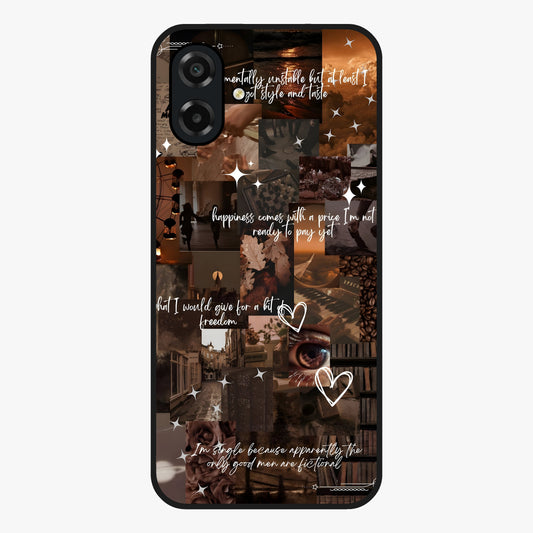 Bittersweet Aesthetic Chaos Glass Case showing flat back view with artistic chaotic aesthetic design and glossy glass finish.