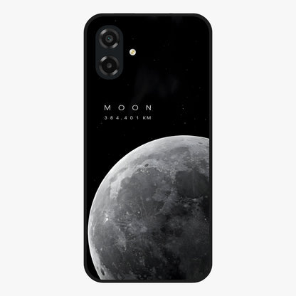 Cosmic Moon Glow Glass Case showing flat back view with glowing moon artwork and glossy glass finish.