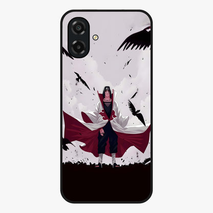Crimson Crow Ascension Glass Case showing flat back view with mystical crow artwork and glossy glass finish.