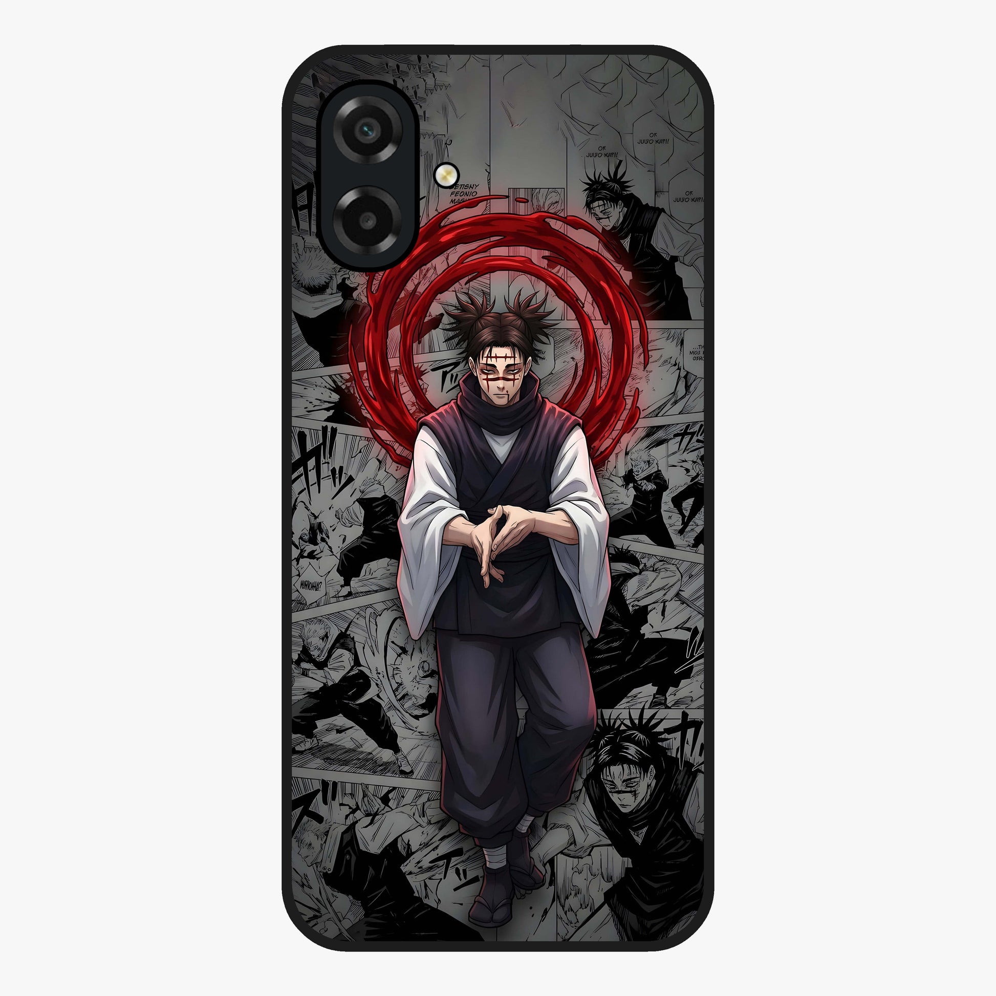 Cursed Ritual Ascension Glass Case showing flat back view with dark ritual themed artwork and glossy glass finish.