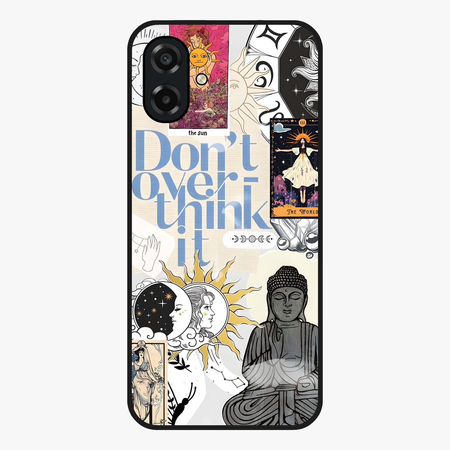Ethereal Thoughts Glass Case showing flat back view with dreamy artistic artwork and glossy glass finish.