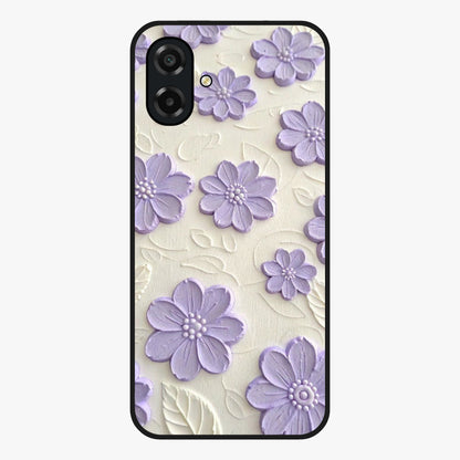 Floral Wall Art With Purple Flowers Glass Case showing flat back view with purple flower artwork and glossy glass finish.