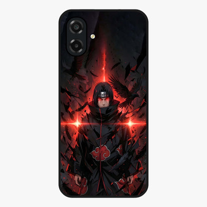 Focused Blade Discipline Glass Case showing flat back view with warrior sword themed artwork and glossy glass finish.