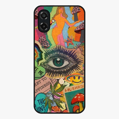 Mystic Eye Wonderland Glass Case showing flat back view with mystical eye themed artwork and glossy glass finish.