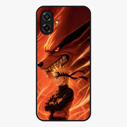 Nine Tails Legacy Glass Case showing flat back view with powerful nine-tailed fox inspired artwork and glossy glass finish.
