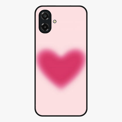 Pink Aura Heart Glass Case showing flat back view with glowing heart artwork and glossy glass finish.