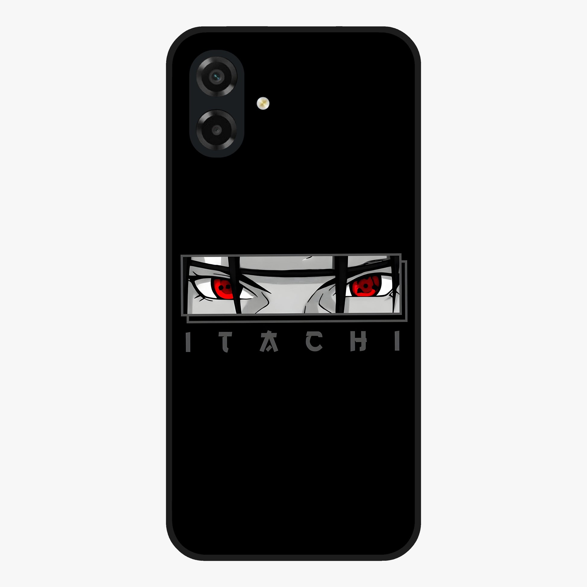 Scarlet Gaze Dominance Glass Case showing flat back view with striking red themed artwork and glossy glass finish.