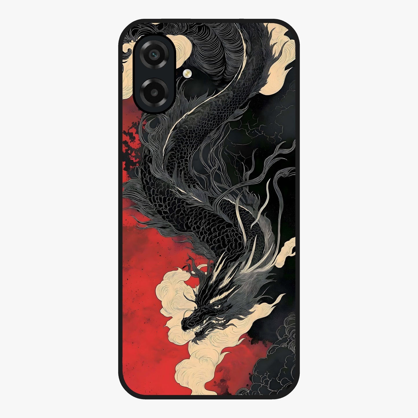 Shadow Dragon Fury Glass Case showing flat back view with fierce dragon artwork and glossy glass finish.
