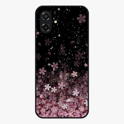 Small Starry Flowers Glass Case showing flat back view with delicate starry floral artwork and glossy glass finish.
