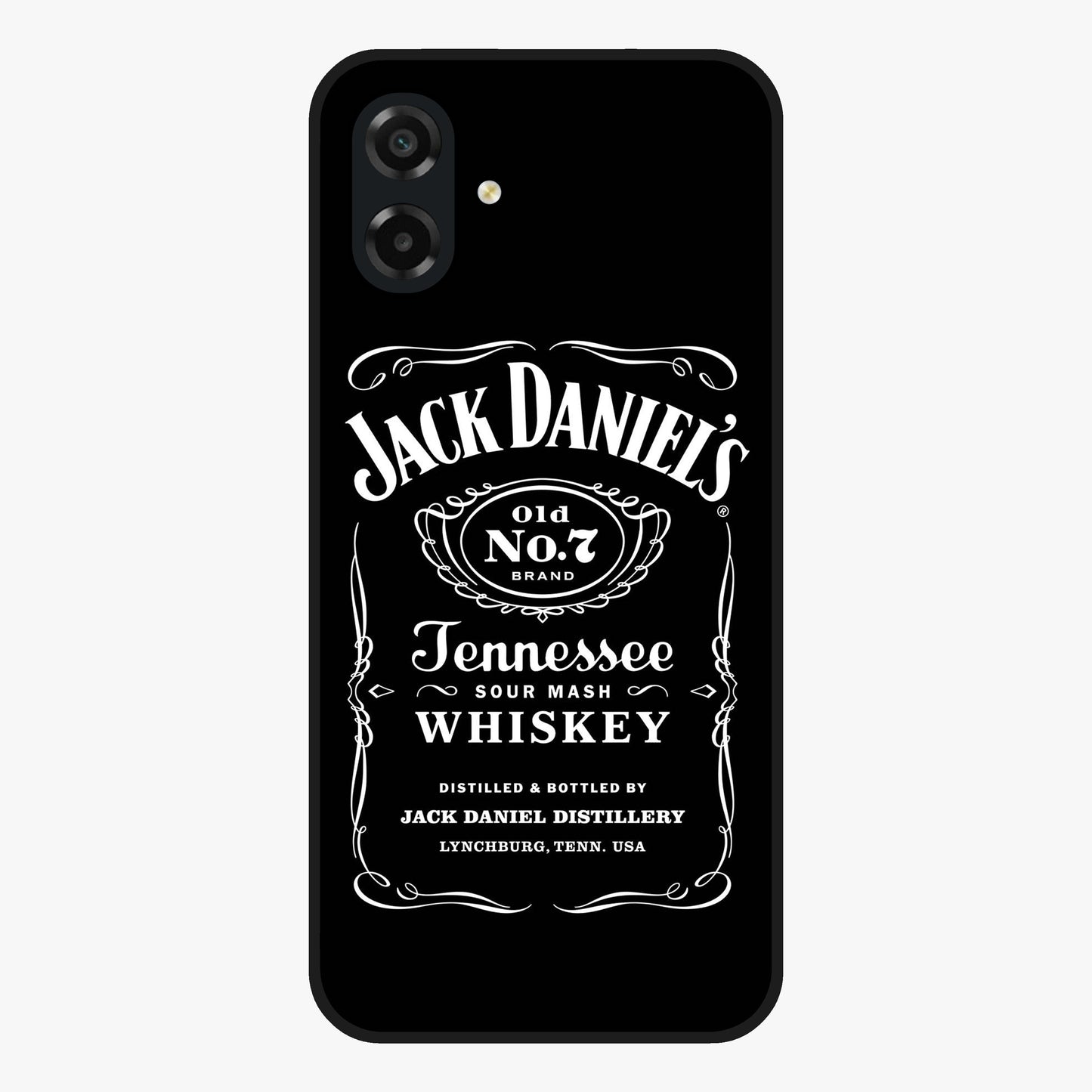 Vintage Whiskey Heritage Glass Case showing flat back view with classic whiskey inspired artwork and glossy glass finish.
