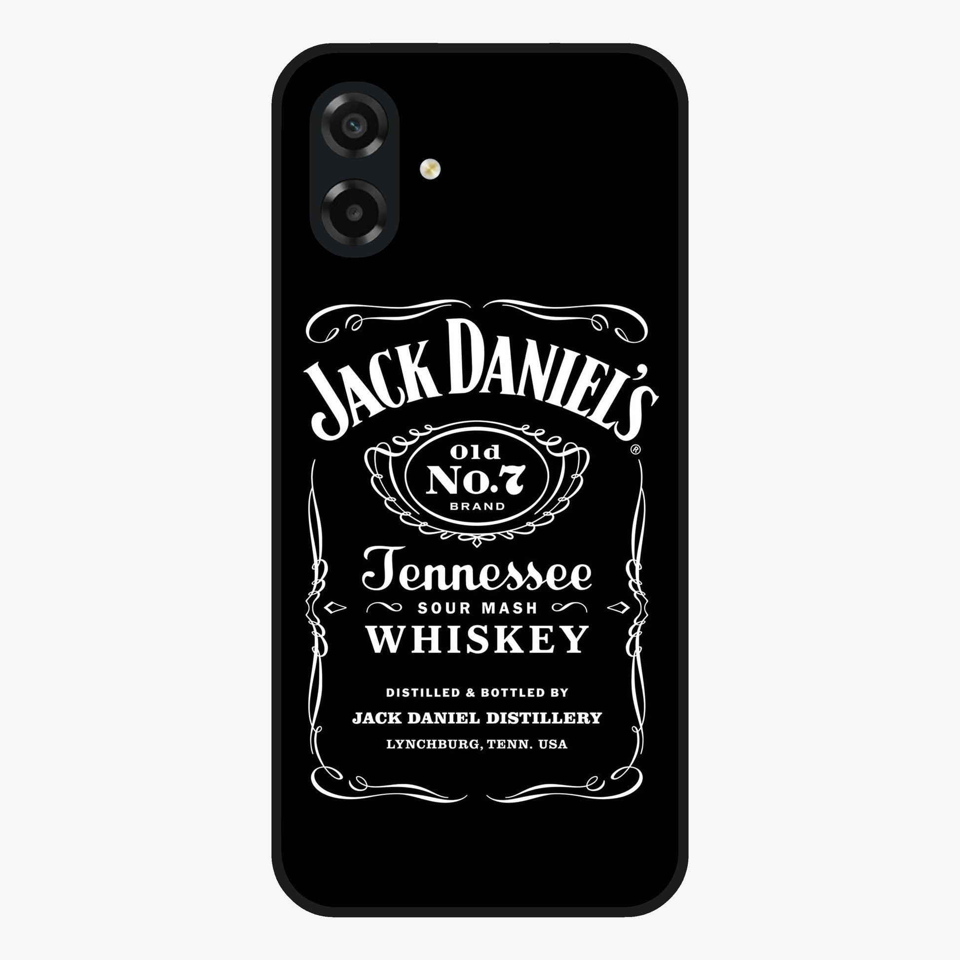 Vintage Whiskey Heritage Glass Case showing flat back view with classic whiskey inspired artwork and glossy glass finish.