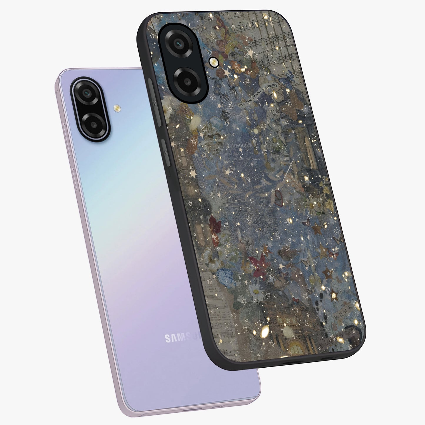 Aesthetic Astrolophia Glass Case displayed in angled mockup highlighting artistic aesthetic elements and smooth glass surface.