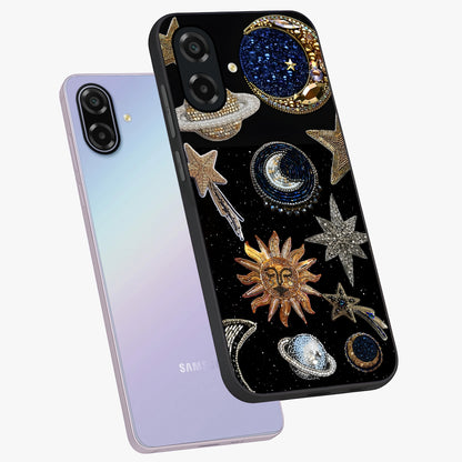 Celestial Gem Constellations Glass Case displayed in angled mockup highlighting gemstone inspired constellation design.