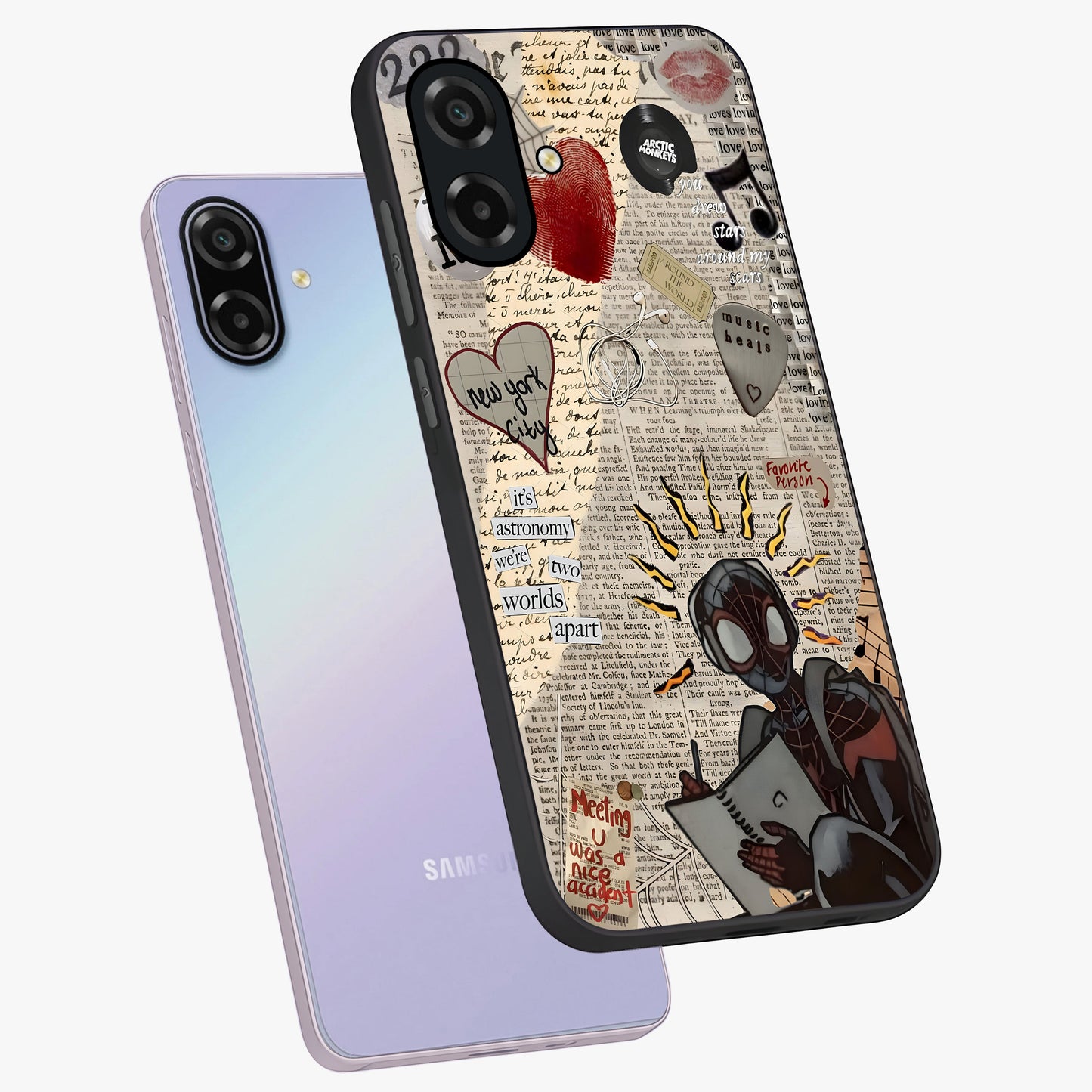 City Dream Sketch Glass Case displayed in angled mockup highlighting minimal city illustration with aesthetic sketch style.