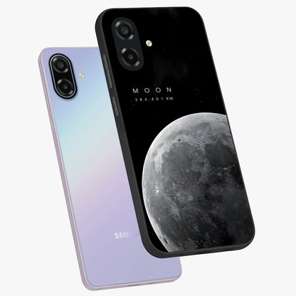 Cosmic Moon Glow Glass Case displayed in angled mockup highlighting celestial moon design with cosmic aesthetic theme.