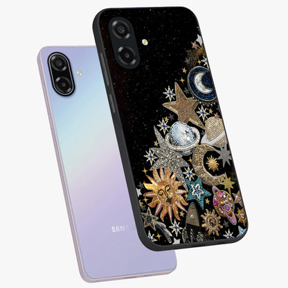 Cosmic Sparkle Dreams Glass Case displayed in angled mockup highlighting dreamy star sparkle design with celestial aesthetic.