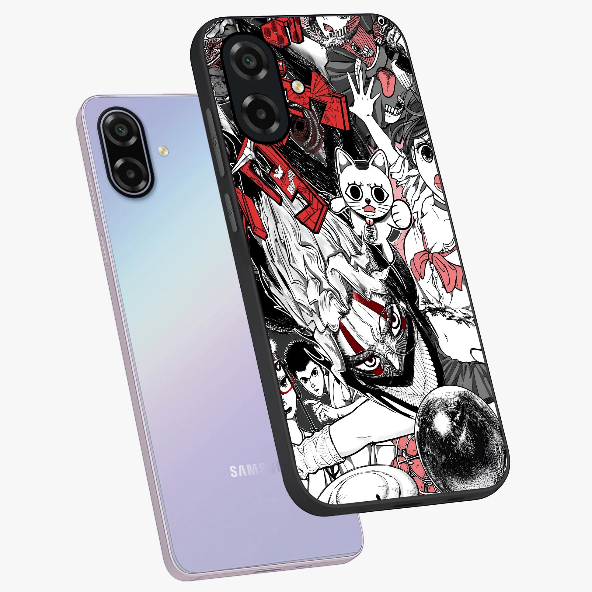 Crimson Chaos Panel Glass Case displayed in angled mockup highlighting chaotic panel style design with modern graphic theme.