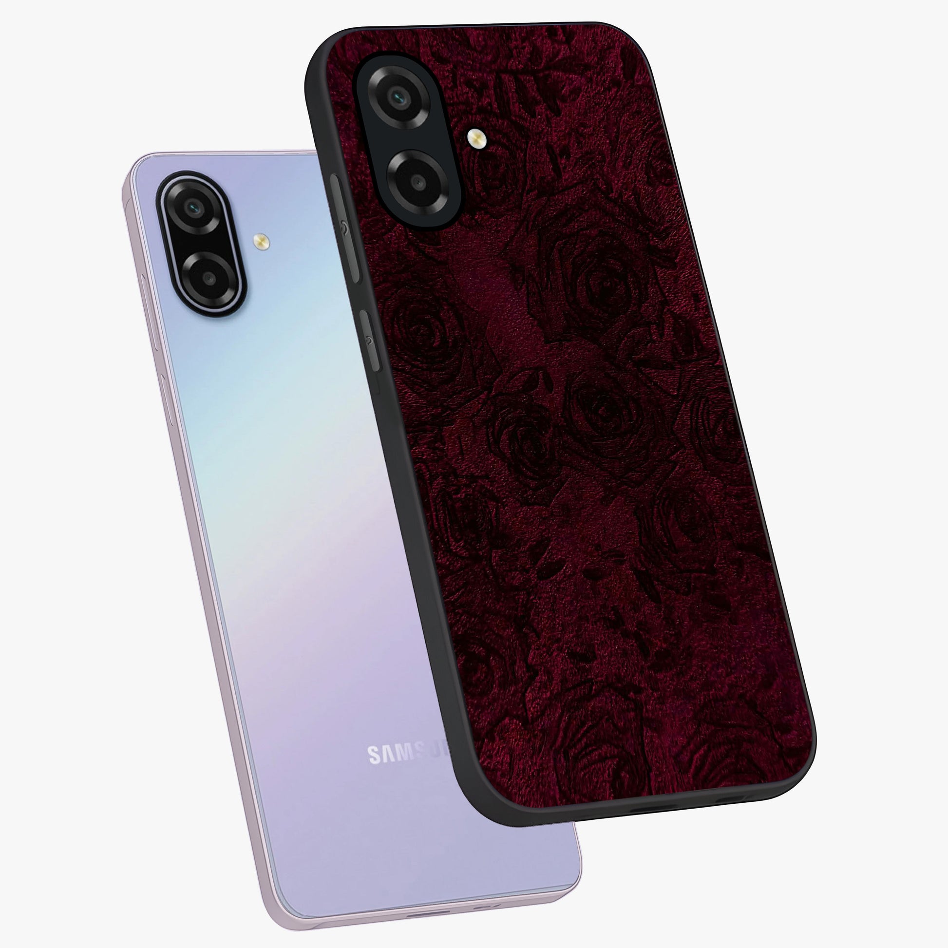 Crimson Fade Flow Glass Case displayed in angled mockup highlighting smooth gradient design with modern aesthetic style.