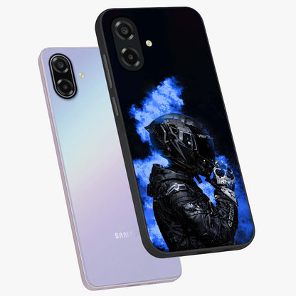 Cyber Sentinel Protocol Glass Case displayed in angled mockup highlighting digital cyber design with sci-fi aesthetic style.