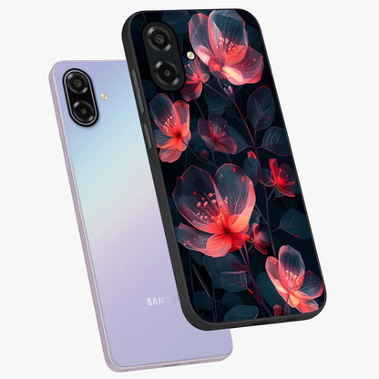 Dark Shade of Flower Glass Case displayed in angled mockup highlighting moody floral illustration with aesthetic dark tones.