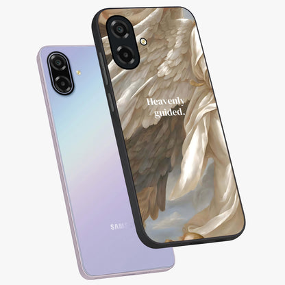 Divine Winged Grace Glass Case displayed in angled mockup highlighting graceful wing design with divine aesthetic style.