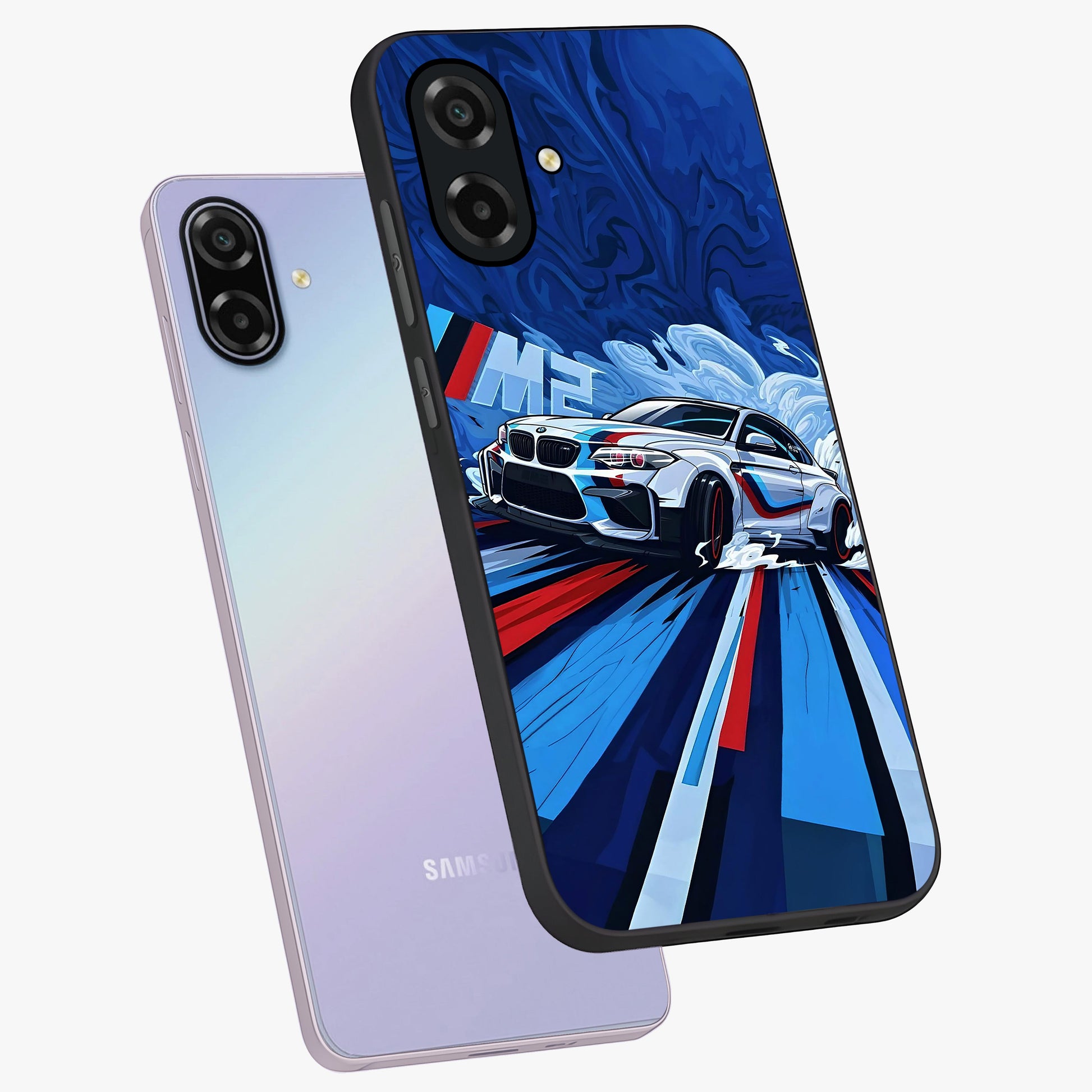 Drift Power Rush Glass Case displayed in angled mockup highlighting powerful drift car design with sporty aesthetic style.