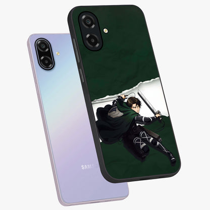 Emerald War Vanguard Glass Case displayed in angled mockup highlighting intense battle inspired design with emerald tone aesthetic.