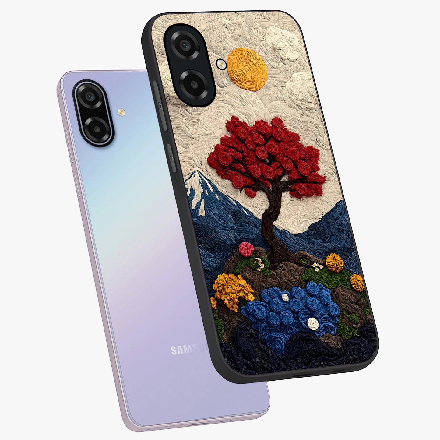 Eternal Nature Tapestry Glass Case displayed in angled mockup highlighting detailed botanical pattern with artistic aesthetic.