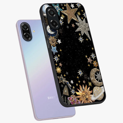Galactic Jewel Stars Glass Case displayed in angled mockup highlighting shining celestial star design with cosmic aesthetic style.