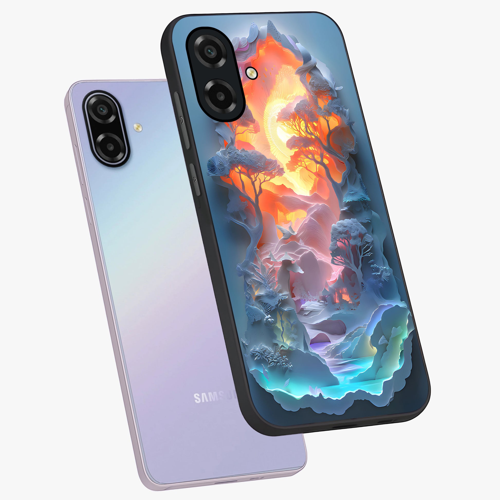 Glow Forest Portal Glass Case displayed in angled mockup highlighting mystical forest design with magical glowing aesthetic.