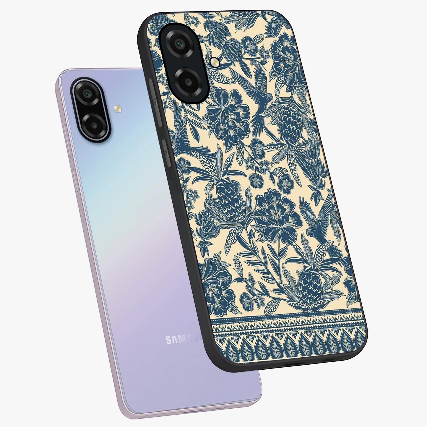 Heirloom Wild Bloom Glass Case displayed in angled mockup highlighting botanical bloom design with classic aesthetic style.