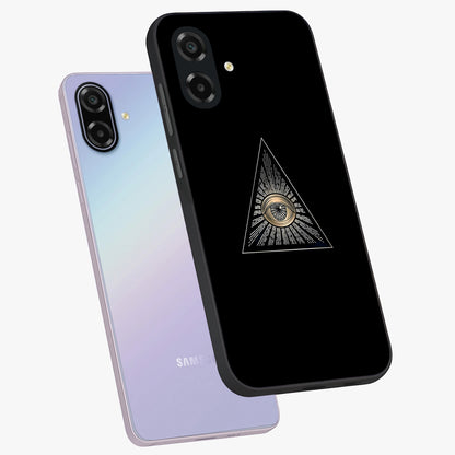 Illuminati Evil Glass Case displayed in angled mockup highlighting dark occult inspired design with bold aesthetic style.