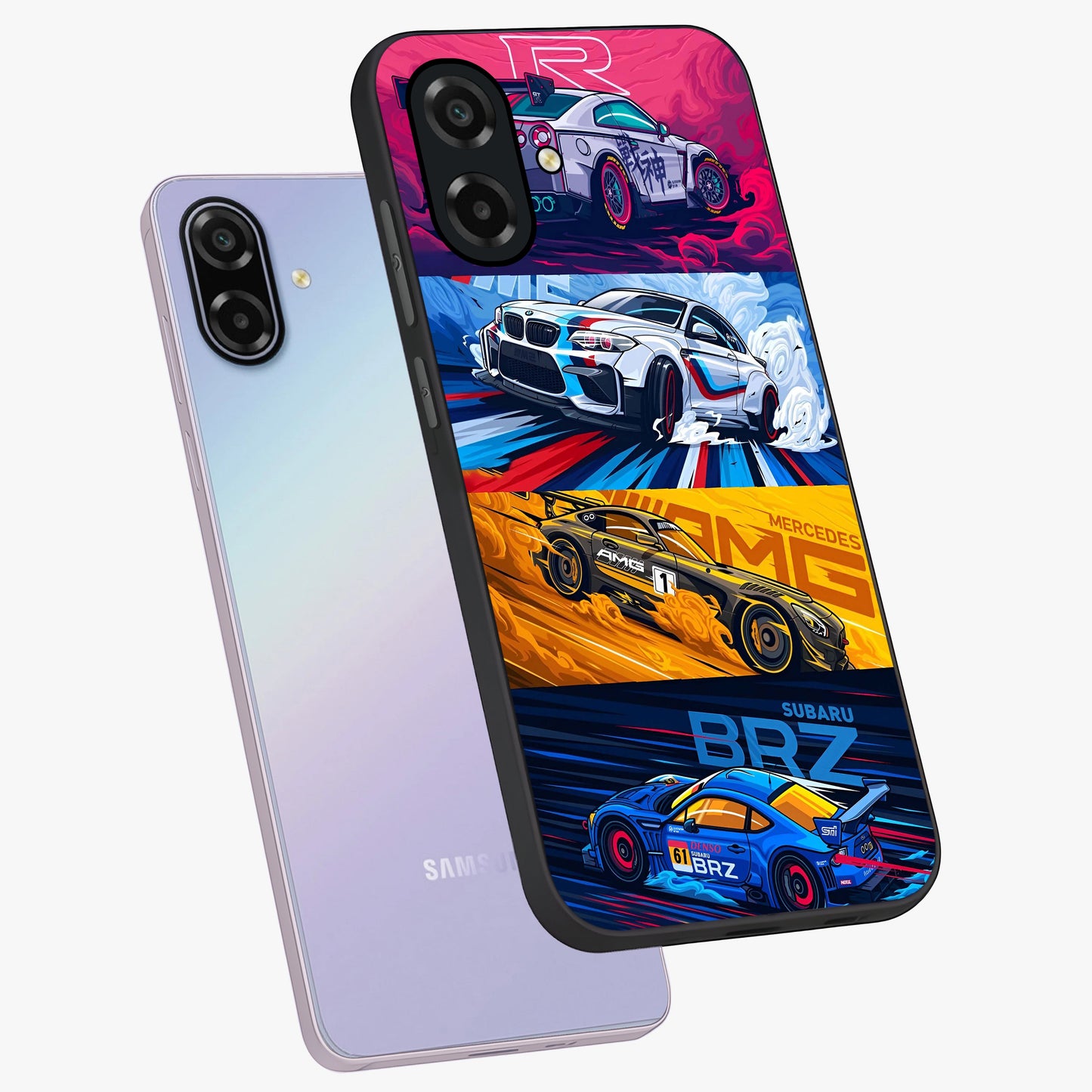 JDM Sports Car Glass Case displayed in angled mockup highlighting sleek Japanese racing car design with automotive aesthetic.