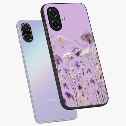 Lavender Blossom Dream Glass Case displayed in angled mockup highlighting dreamy lavender flower design with calming aesthetic style.