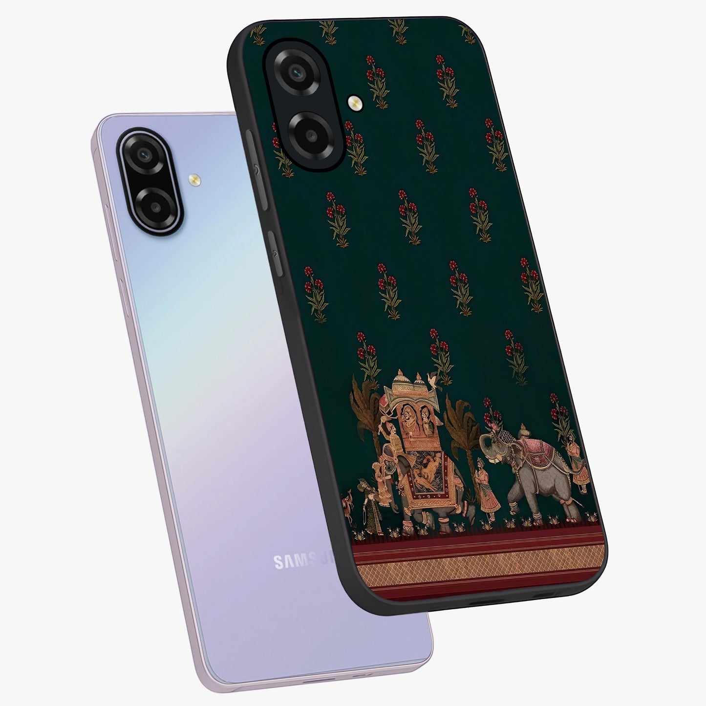 Macmerise Glass Case displayed in angled mockup highlighting trendy graphic design with sleek aesthetic style.