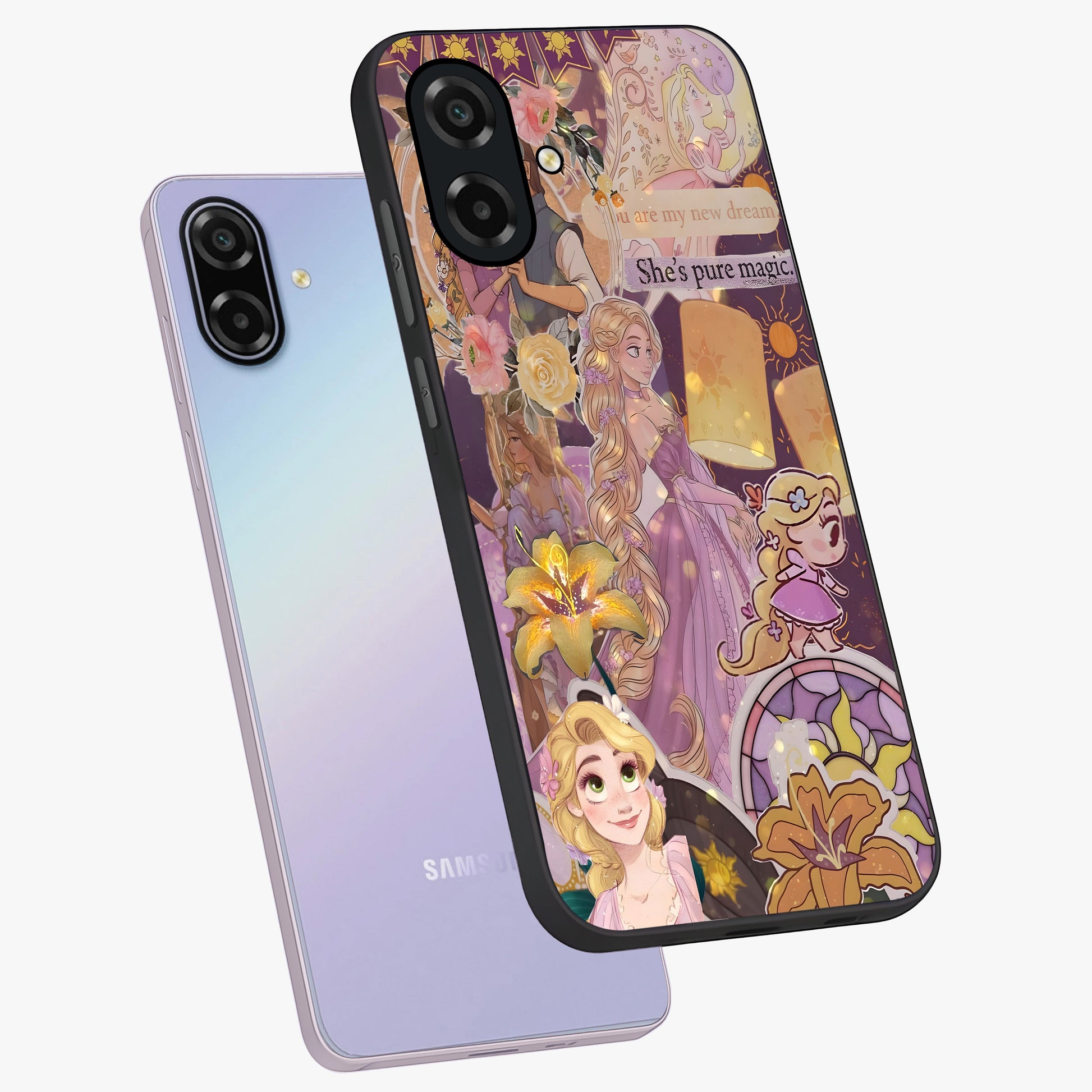 Magical Tangled Dream Glass Case displayed in angled mockup highlighting whimsical fantasy design with magical aesthetic.
