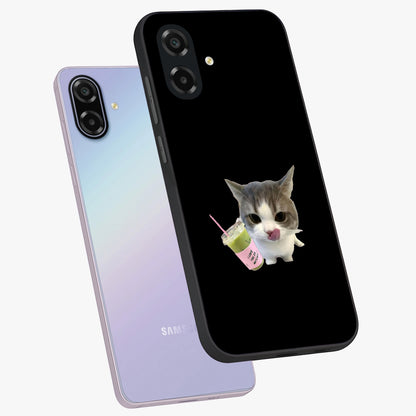 Matcha Cat Style Glass Case displayed in angled mockup highlighting playful feline design with pastel matcha aesthetic.