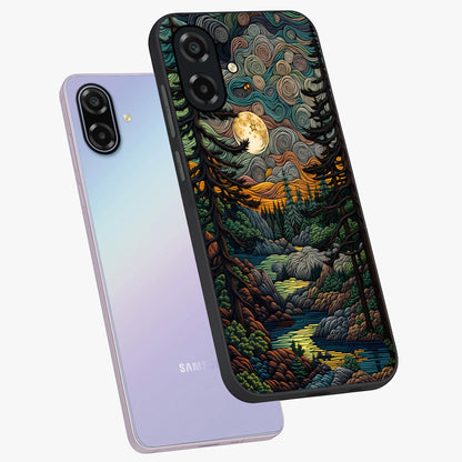 Moonlight Forest Dream Glass Case displayed in angled mockup highlighting dreamy forest design with glowing moon aesthetic.