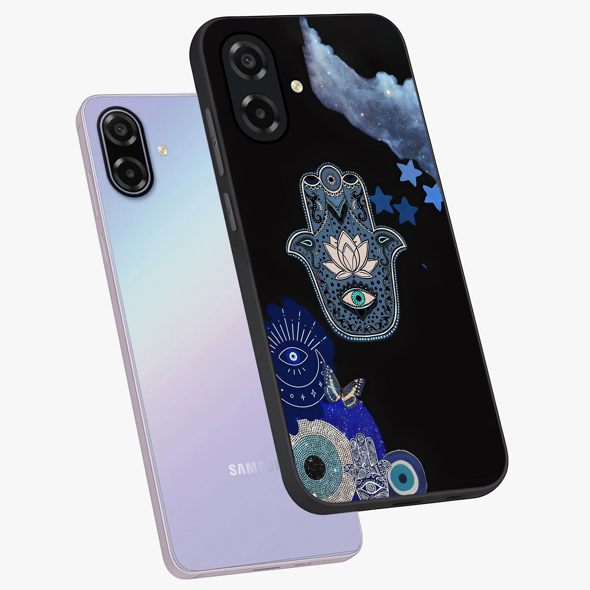 Mystic Hand Aura Glass Case displayed in angled mockup highlighting magical aura design with spiritual aesthetic style.