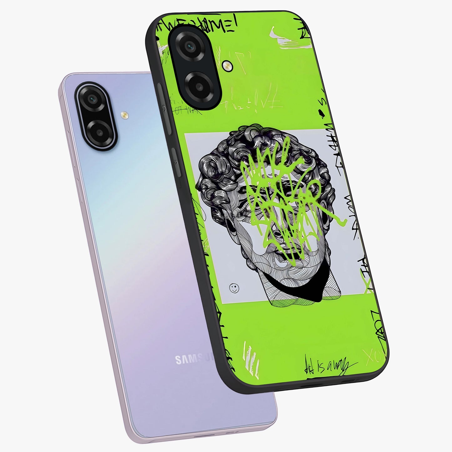 Neo Graffiti Rebellion Glass Case displayed in angled mockup highlighting urban street art design with rebellious aesthetic.