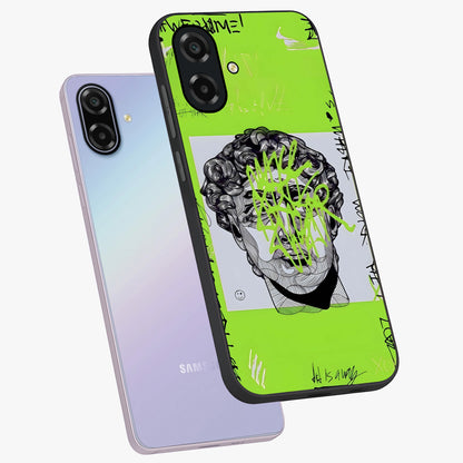 Neo Graffiti Rebellion Glass Case displayed in angled mockup highlighting urban street art design with rebellious aesthetic.