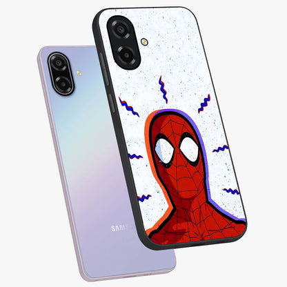 Omg Spiderman Glass Case displayed in angled mockup highlighting dynamic hero illustration with action comic aesthetic.
