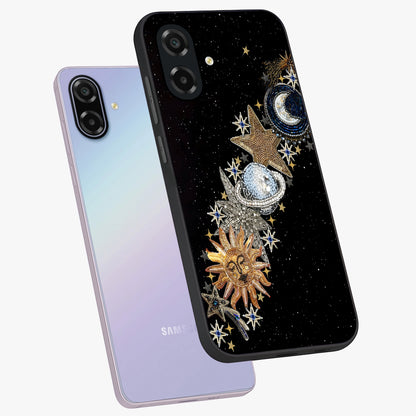Pearls Universe Object Glass Case displayed in angled mockup highlighting celestial pearl design with dreamy aesthetic.