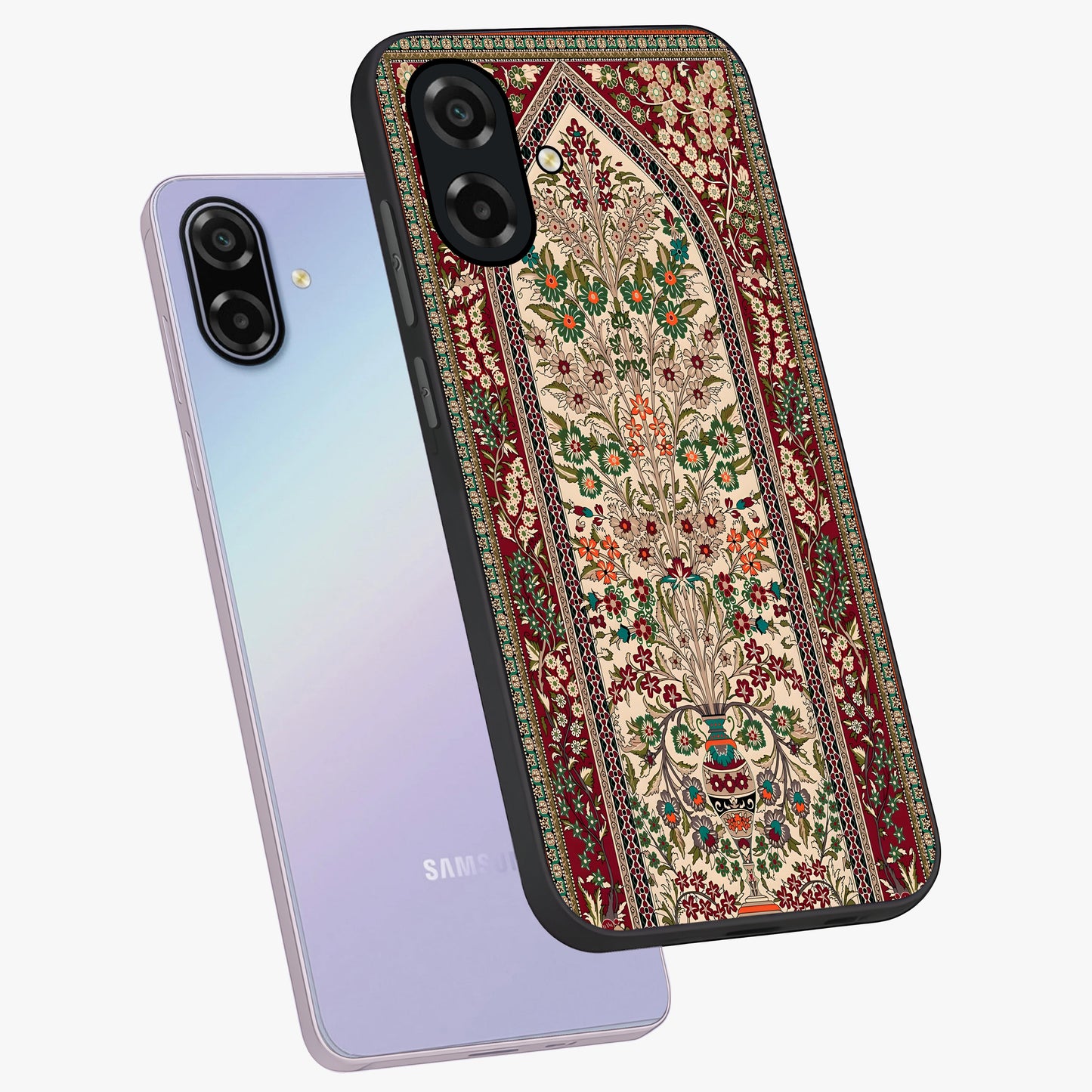 Persian Inspired Glass Case displayed in angled mockup highlighting intricate traditional design with elegant cultural aesthetic.